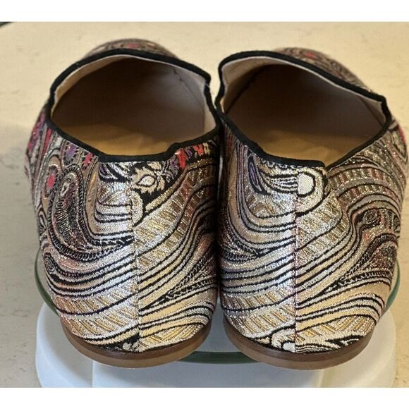 J CREW Jacquard Metallic Smoking Flats LUX Leather Italy Women Size 10 Fast Ship - Picture 5 of 14